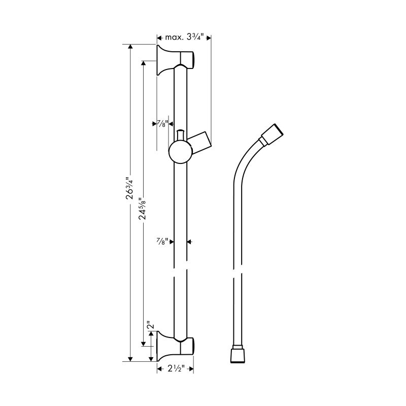 Hansgrohe 27617830 Croma 100 Unica C Wallbar 24&quot; Polished Nickel 2