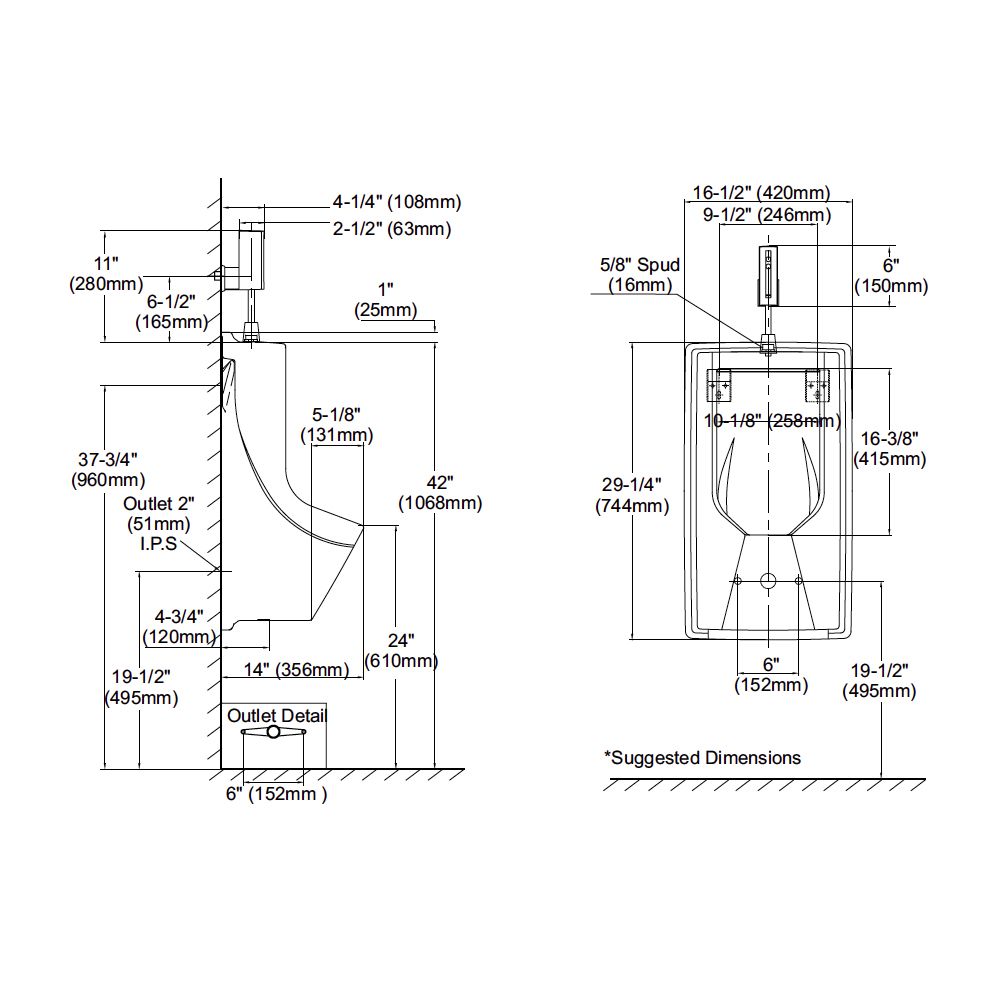 TOTO UE930#01 Lloyd Urinal + Efv