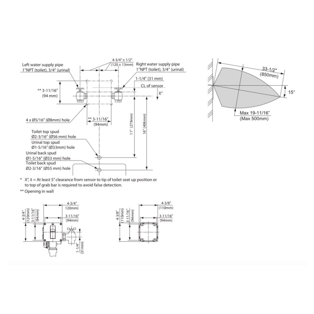 TOTO TEU3UA11 EcoPower Ultra High Efficiency Urinal Flush Valve Back Spud 2