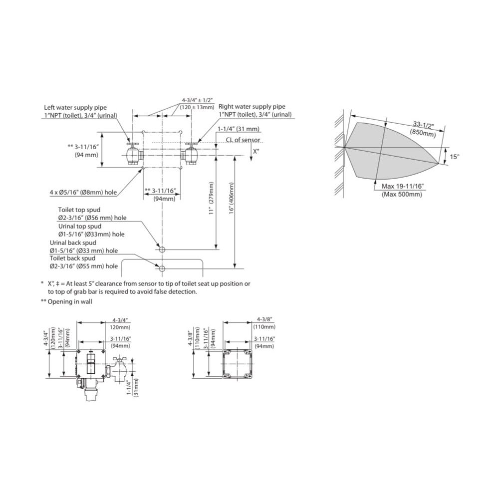 TOTO TET3GA31 EcoPower Concealed Toilet Flush Valve Back Spud 2