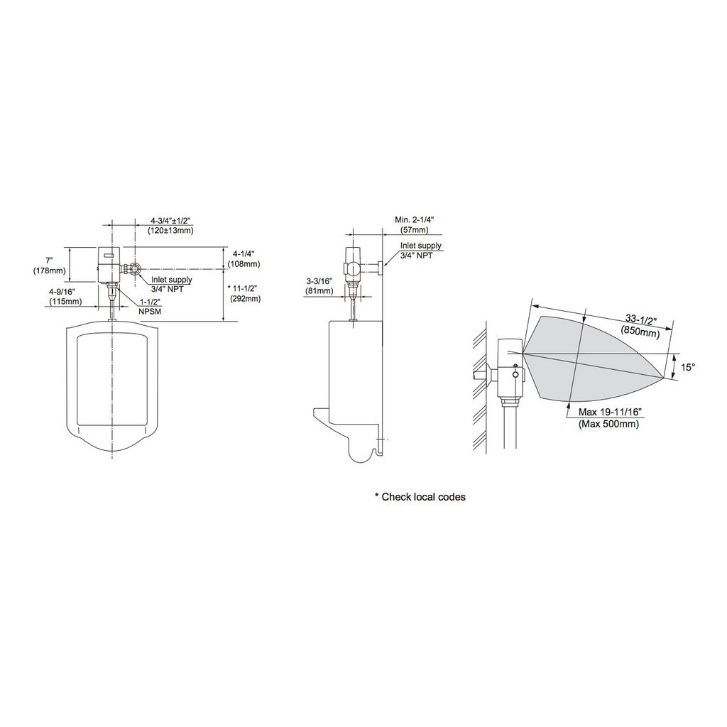 TOTO TEU1GA22 EcoPower Urinal Flush Valve Chrome 2