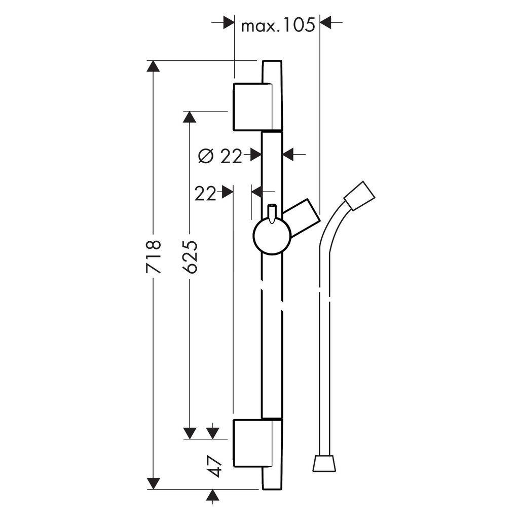 Hansgrohe 28632830 Unica Wallbar S 24 Polished Nickel 2