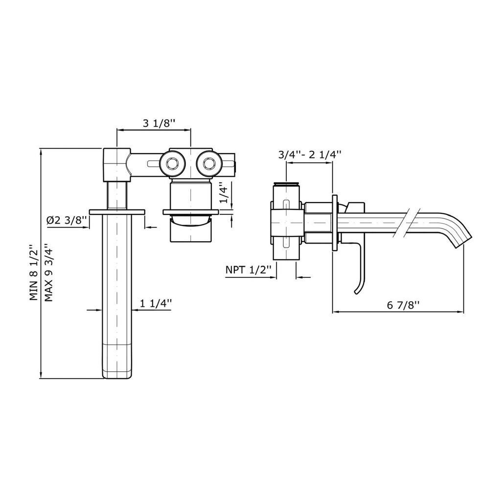 Zucchetti ZON636.190E On Two Hole Built-In Single Lever Basin Mixer Chrome 2