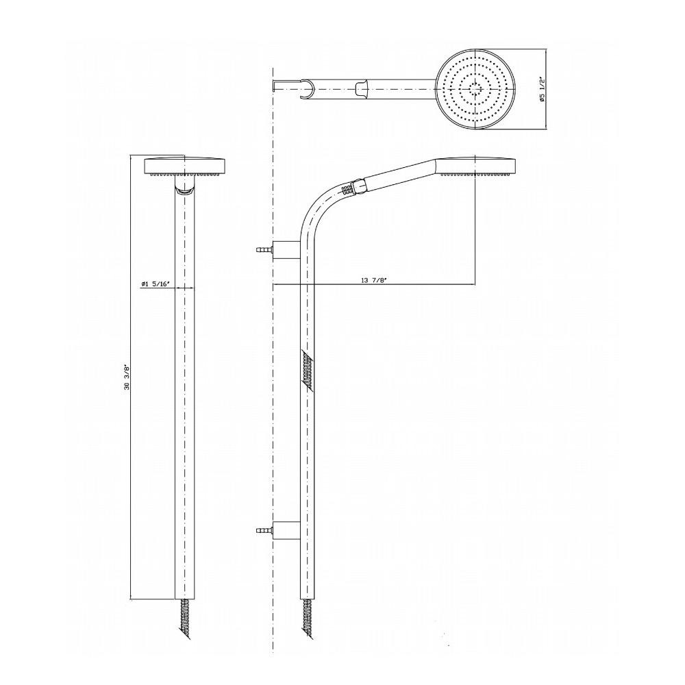 Zucchetti Z93118.1900 Shower Complete Slide Rail With Sliding Hose Chrome 2