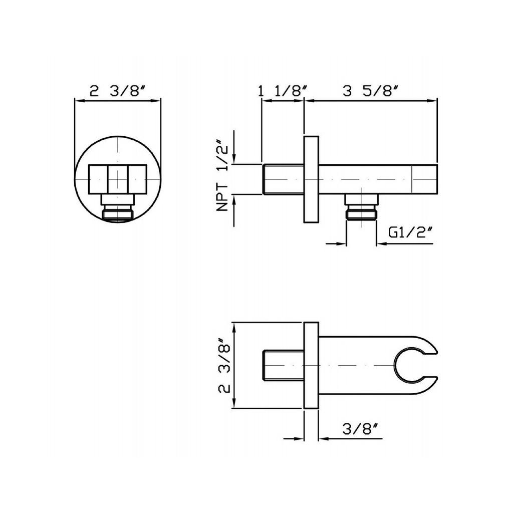 Zucchetti Z93936.1900 Wall Mounted Hand Support Hose Chrome 2