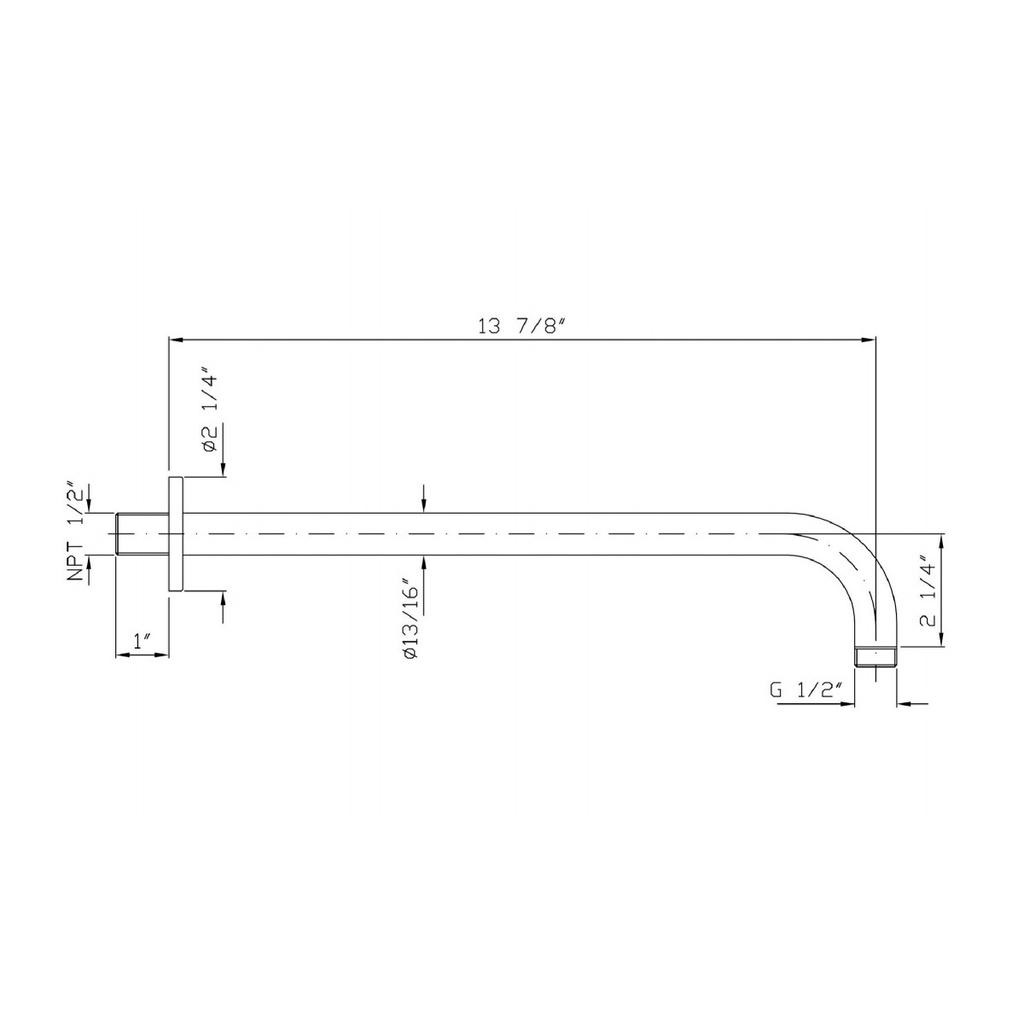 Zucchetti Z93027.1900 Wall Mounted Arm Length 13 7/8&quot; Chrome 2