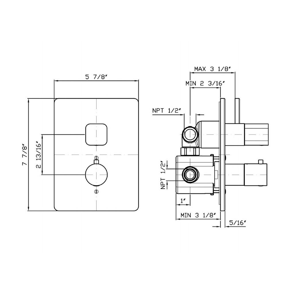 Zucchetti Z94652.1900 Jingle Built-In Thermostatic Bath Mixer Chrome 2