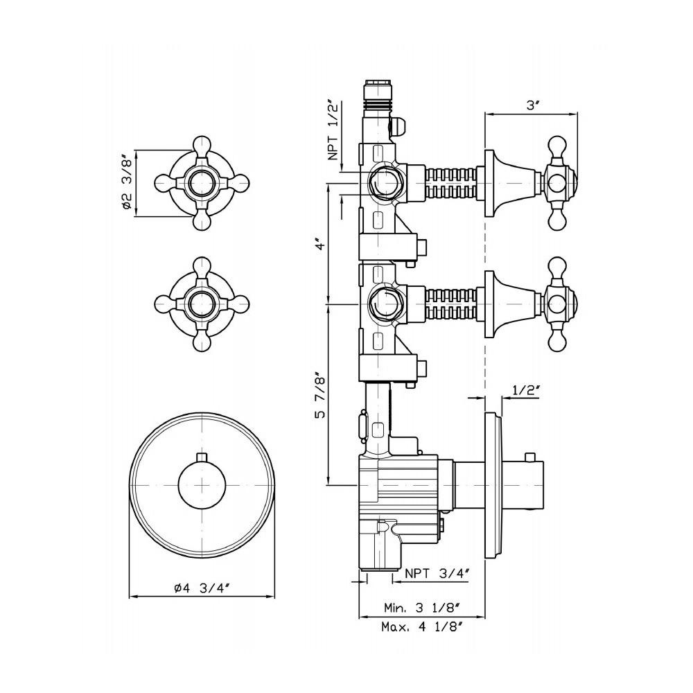 Zucchetti ZAG091.1900 Agor 3/4&quot; Built-In Thermostatic Mixer Chrome 2