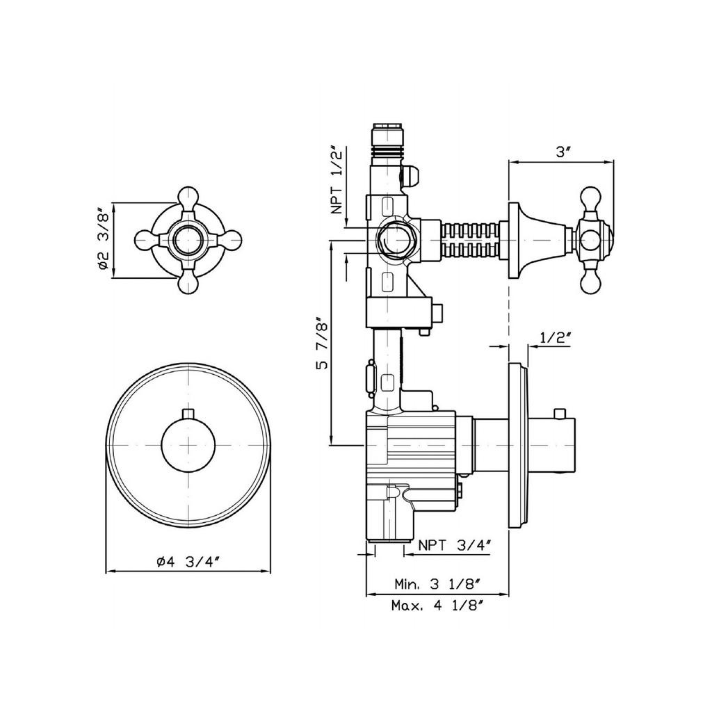 Zucchetti ZAG077.1900 Agor 3/4&quot; Built-In Thermostatic Mixer Chrome 2