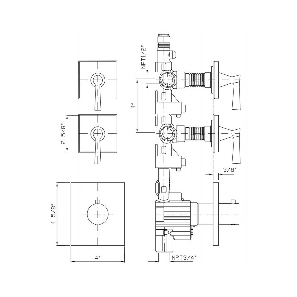 Zucchetti ZB2091.1900 Bellagio Built-In Thermostatic Shower Mixer With 2  Volume Controls. 7,74 Gpm @ 43,5 Psi. Chrome