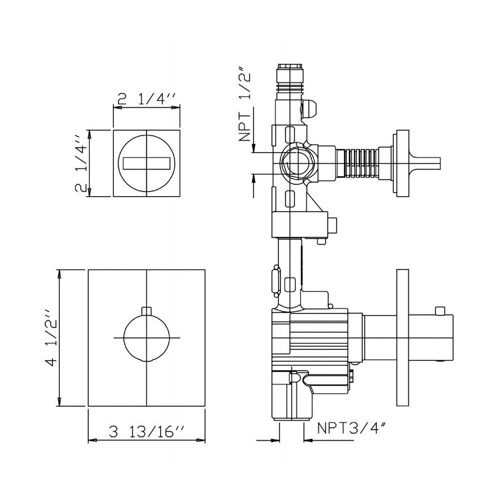 Zucchetti ZA5077.1900 Aguablu Built-In Thermostatic Mixer One Volume Control Chrome 2