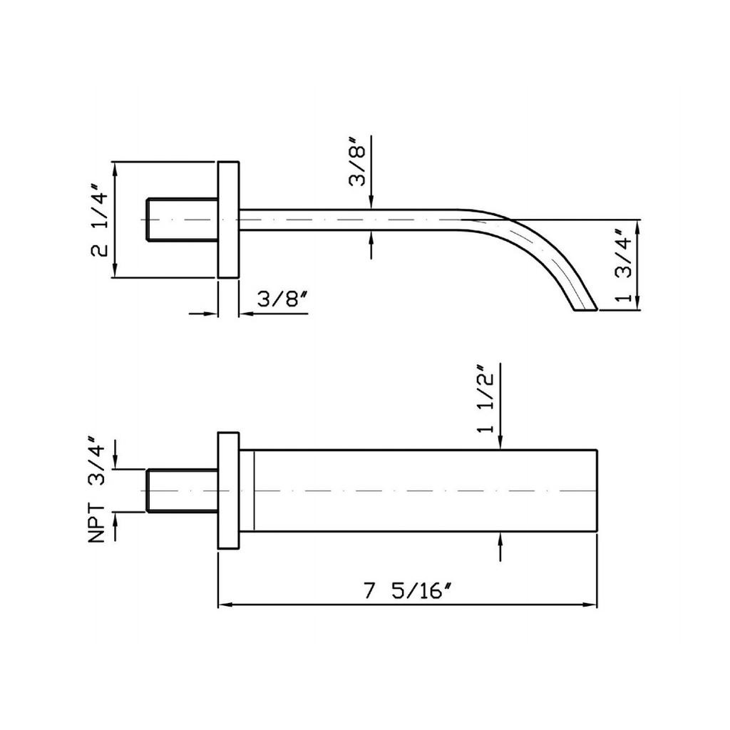 Zucchetti Z93764.1900 Aguablu Wall Spout Spout Projection 7 5/16 Chrome 2