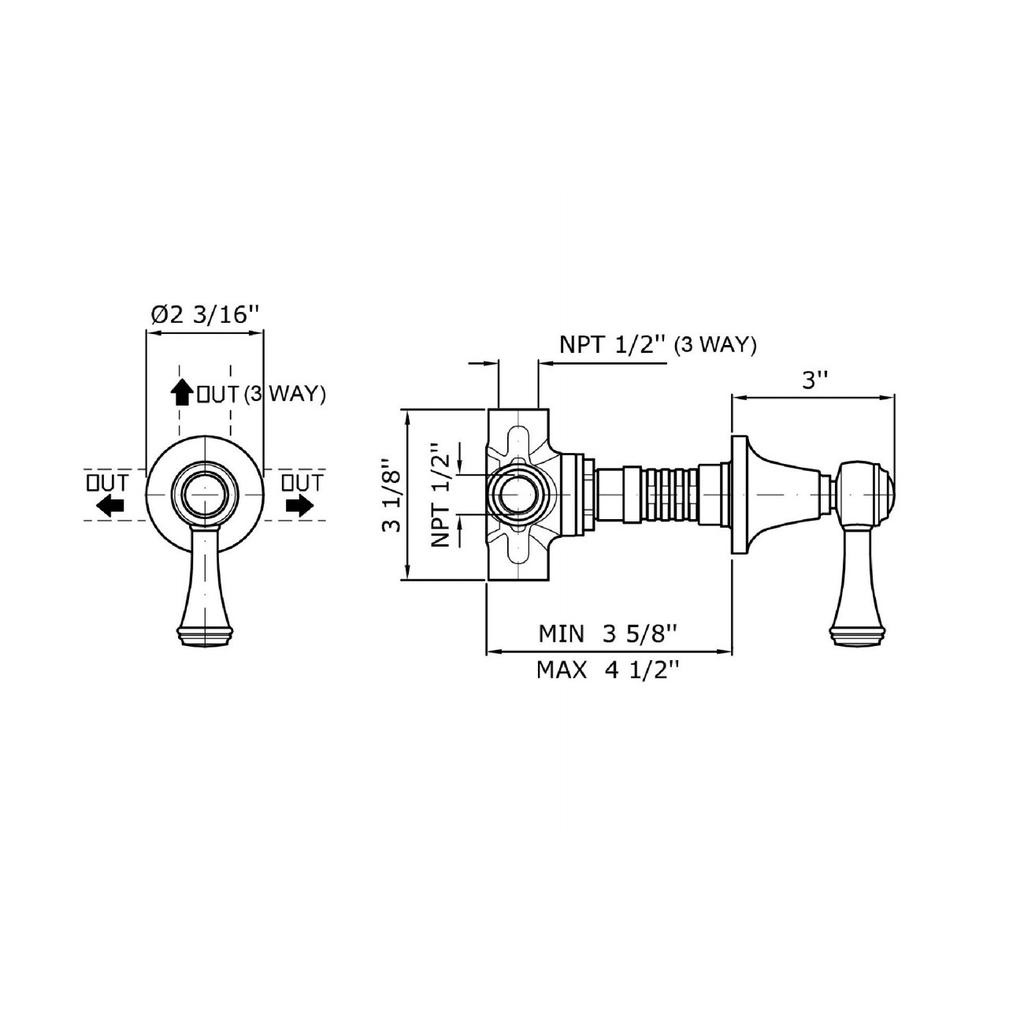 Zucchetti Z94589.1900 Agor 2/3 Way Diverter Without Water On/Off Function Chrome 2