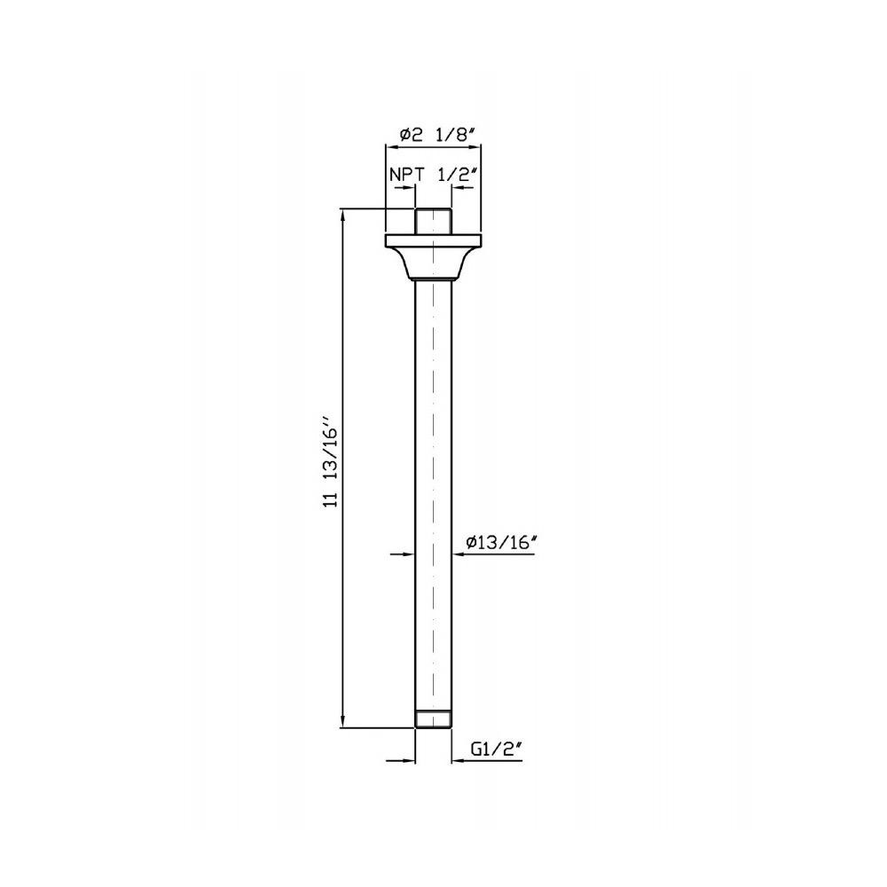 Zucchetti Z92972.1900 Ceiling Mounted Arm Length 11 13/16&quot; Chrome 2