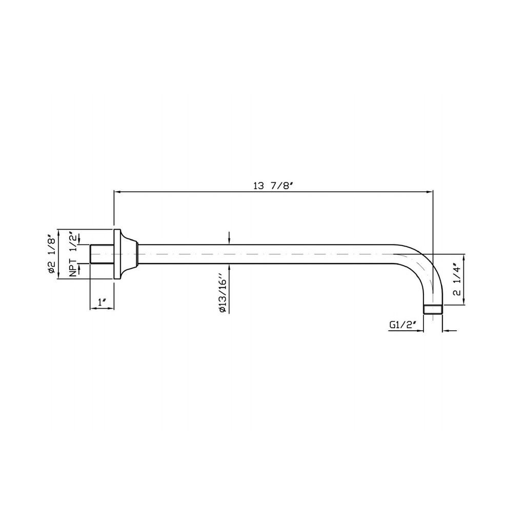 Zucchetti Z92970.1900 Wall Mounted Arm Length 13 7/8&quot; Chrome 2