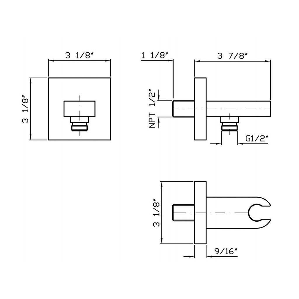 Zucchetti Z93935.1900 Wall Mounted Hand Support Hose Connection Chrome 2