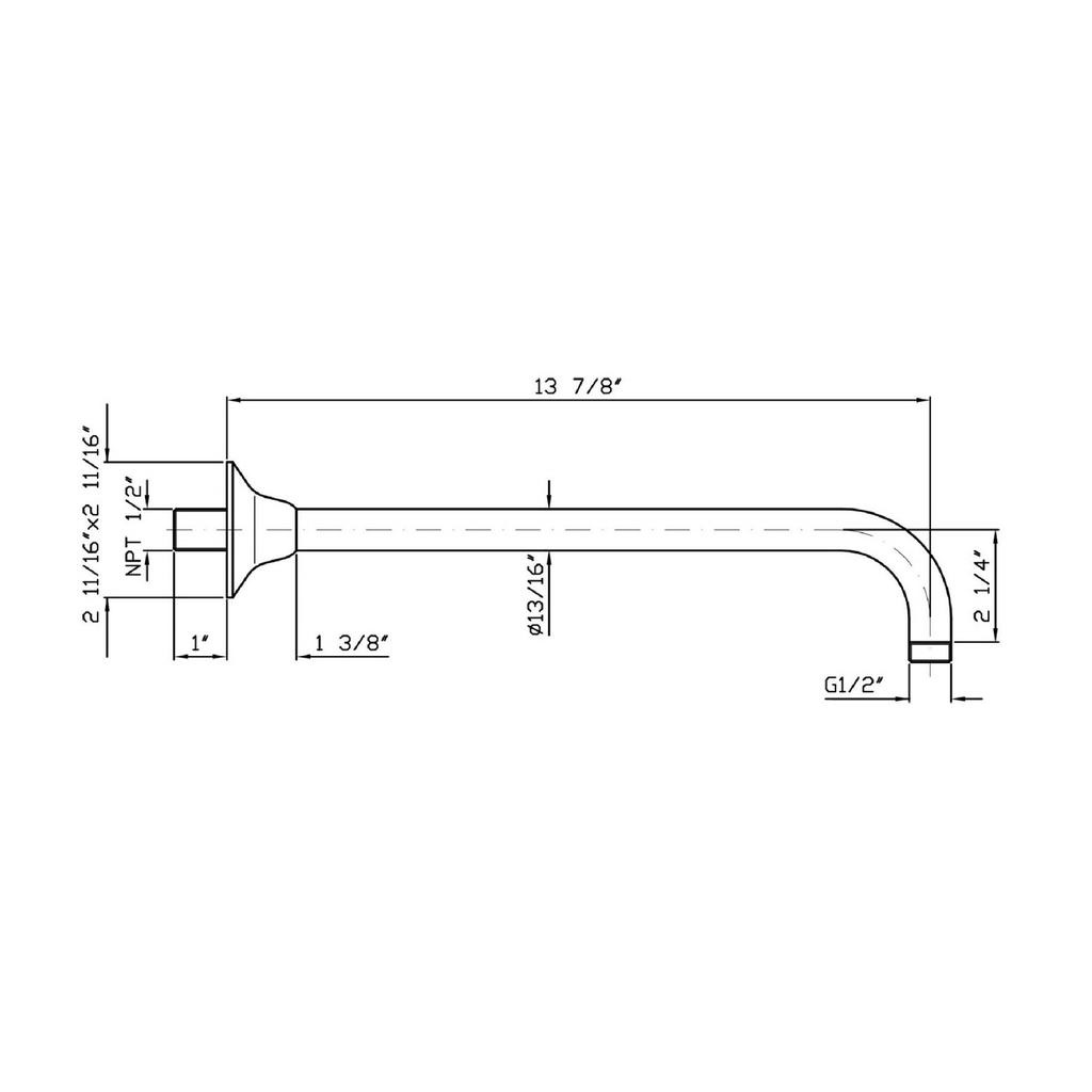 Zucchetti Z93025.1900 Wall Mounted Arm Length 13 7/8&quot; Chrome 2