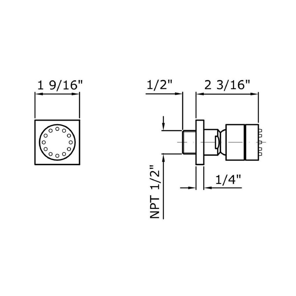 Zucchetti Z92898.1880 Lateral Shower Head Simple Jet Chrome 2