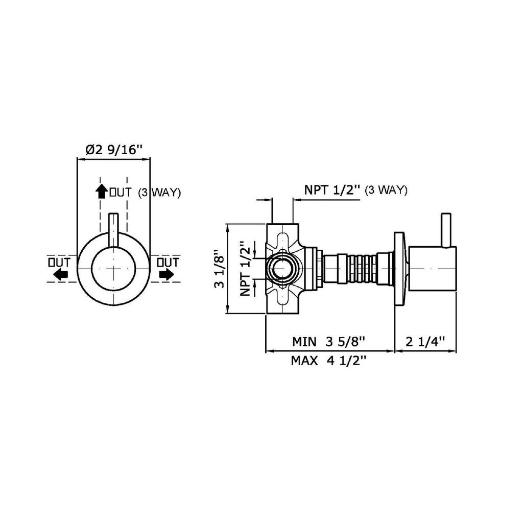 Zucchetti Z94582.1900 Isy 2/3 Way Diverter Without Water On/Off Function Chrome 2