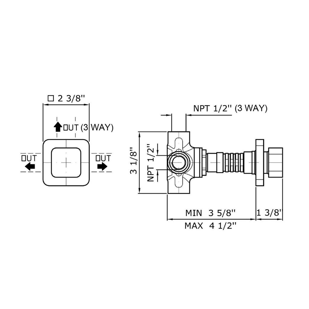 Zucchetti Z94592.1900 Soft 2/3 Way Diverter Without Water On/Off Function Chrome 2