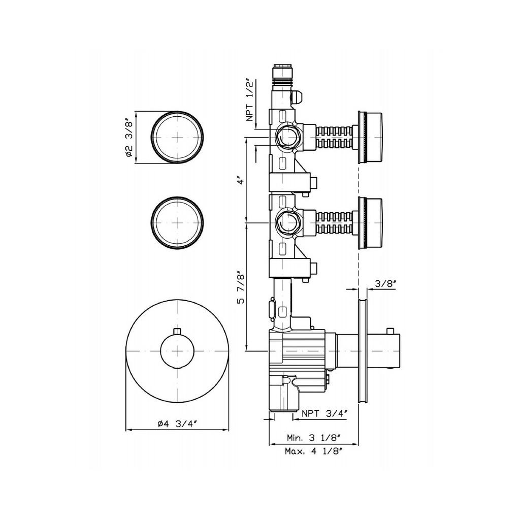 Zucchetti ZSA091.1900 Savoir Built-In Thermostatic Mixer Two Volume Controls Chrome Black 2