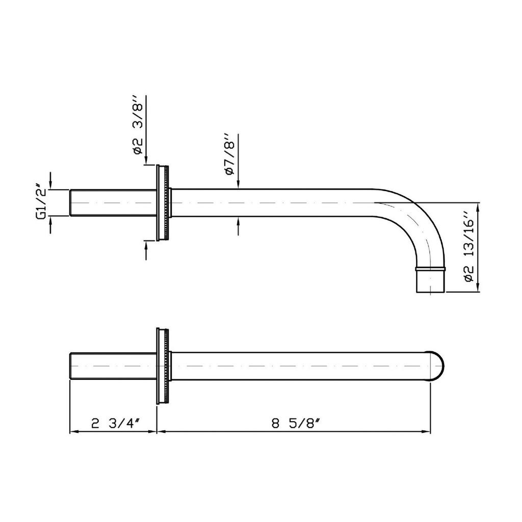 Zucchetti Z92191.190E Savoir Wall Spout L 8 5/8&quot; Embossed Flange Chrome 2