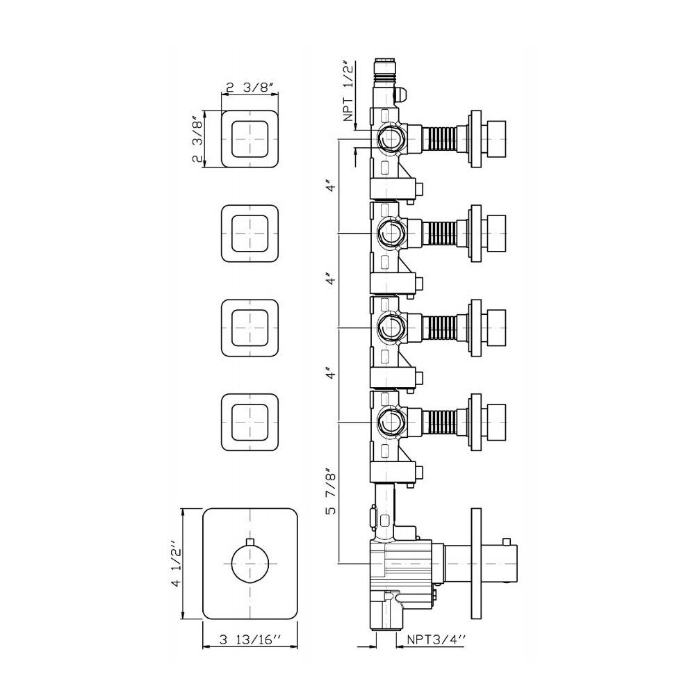 Zucchetti ZP7097.1900 Soft Built-In Thermostatic Mixer Four Volume Controls Chrome 2