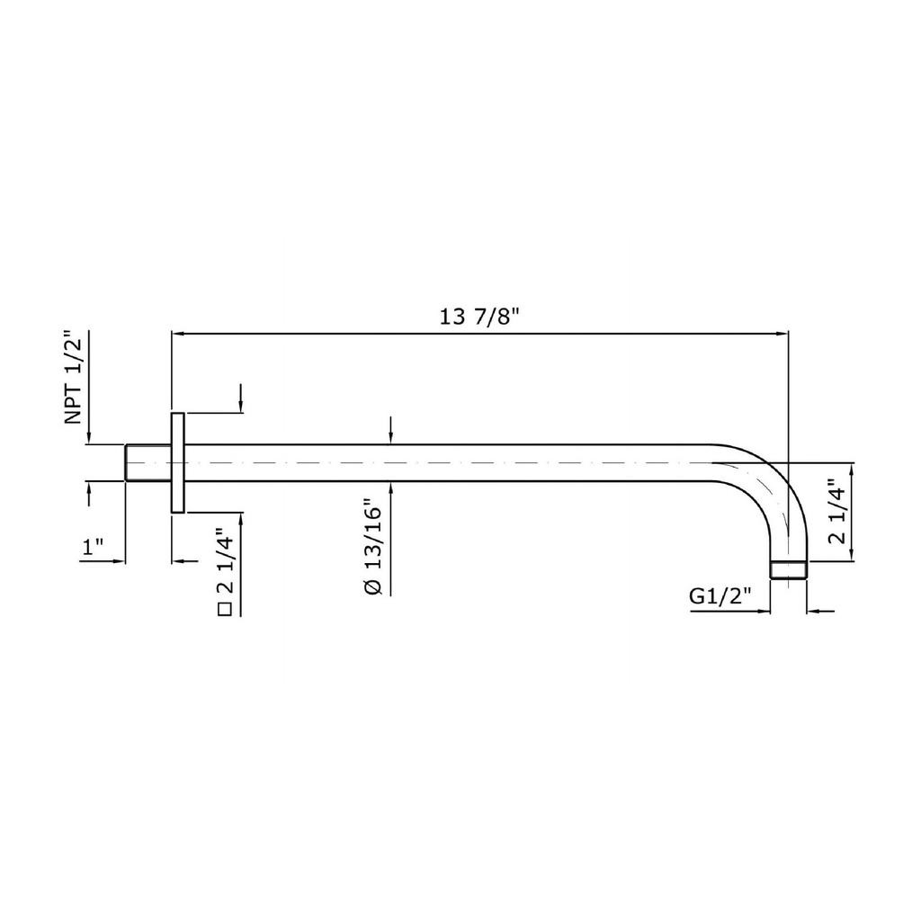 Zucchetti Z93040.1900 Wall Mounted Arm Length 13 7/8&quot; Chrome 2