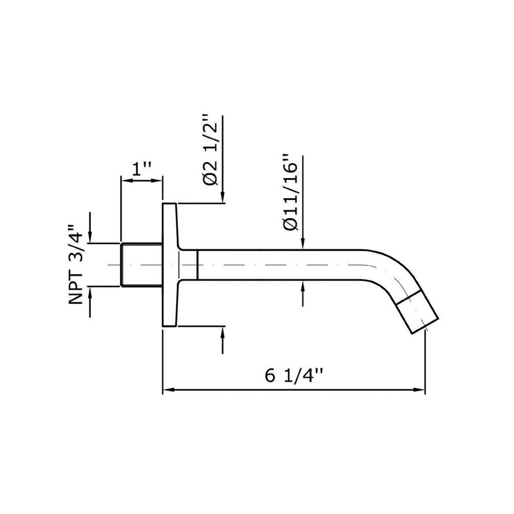 Zucchetti Z93755.1900 Isy Wall Spout Length 6 1/4&quot; Chrome 2