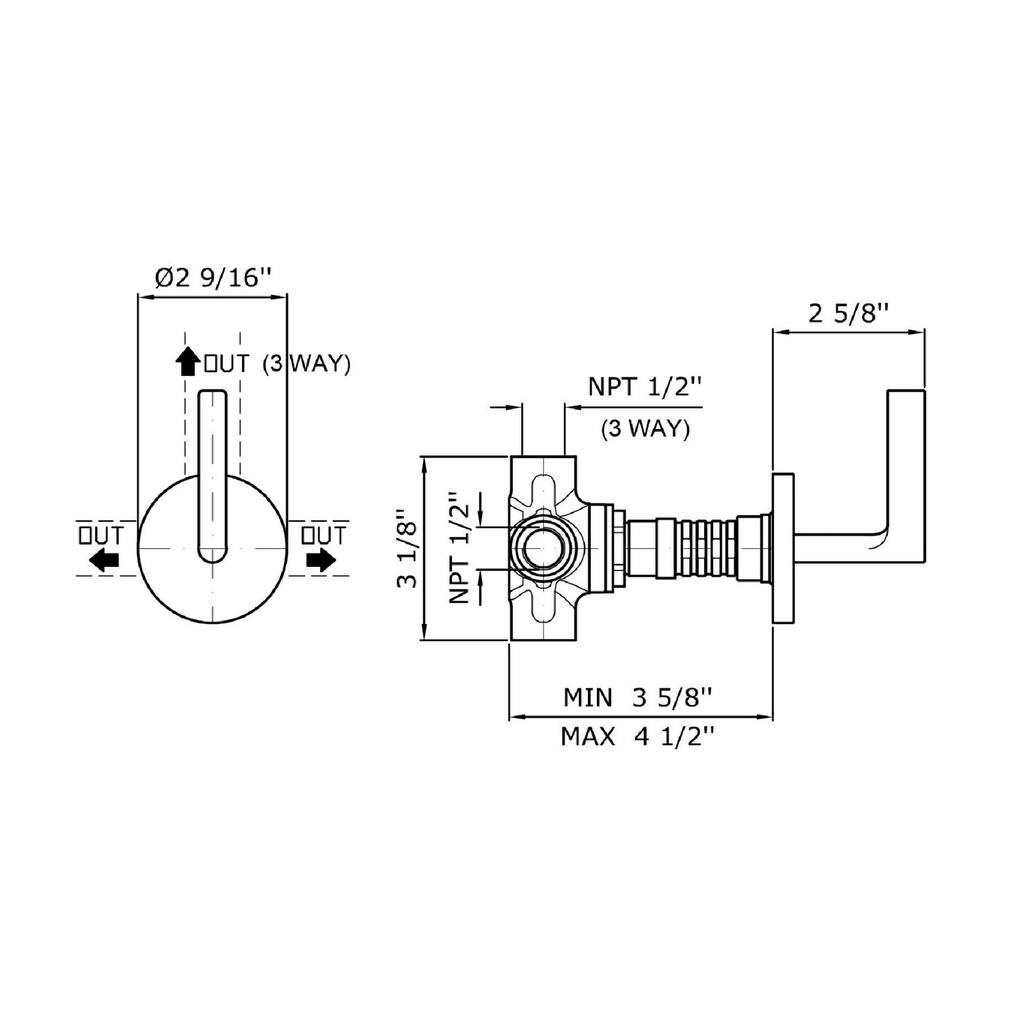 Zucchetti Z94599.1900 Simply Beautiful 2/3 Way Diverter Chrome 2