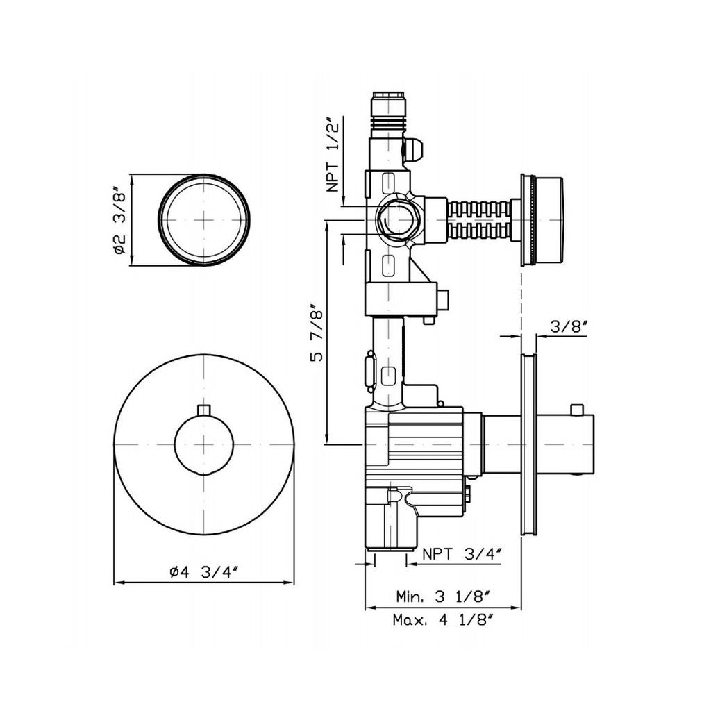 Zucchetti ZSA077.1900 Savoir Built-In Thermostatic Mixer With Volume Control Chrome Black 2