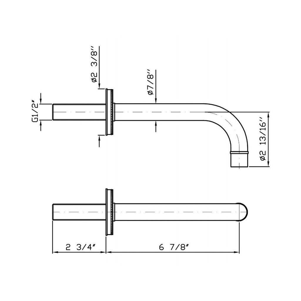 Zucchetti Z92193.190E Savoir Wall Spout L 6 7/8&quot; Embossed Flange Chrome 2