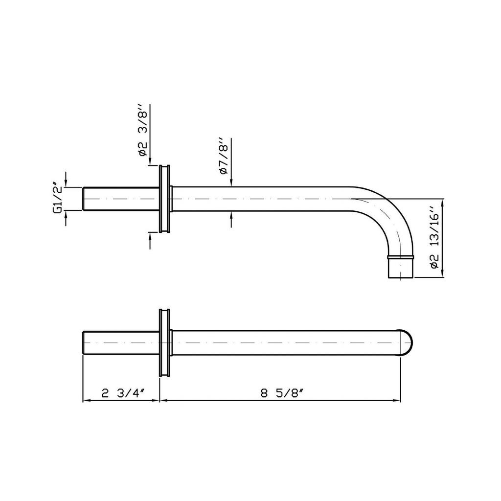 Zucchetti Z92192.190E Savoir Wall Spout L 8 5/8&quot; Smooth Flange Chrome 2