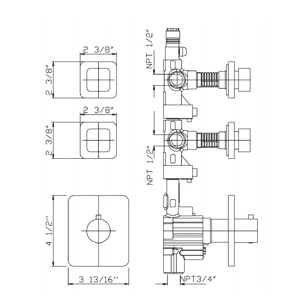 Zucchetti ZP7091.1900 Soft Built-In Thermostatic Mixer Two Volume Controls Chrome 2