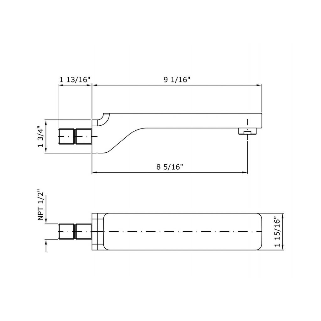 Zucchetti Z92091.1900 Soft Wall Spout Length 9 1/16&quot; Chrome 2