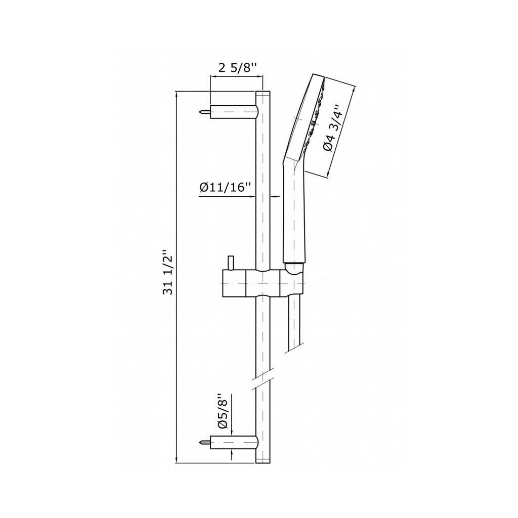 Zucchetti Z95202 Complete Slide Rail Adjustable Bracket Length 31 1/2&quot; Chrome 2