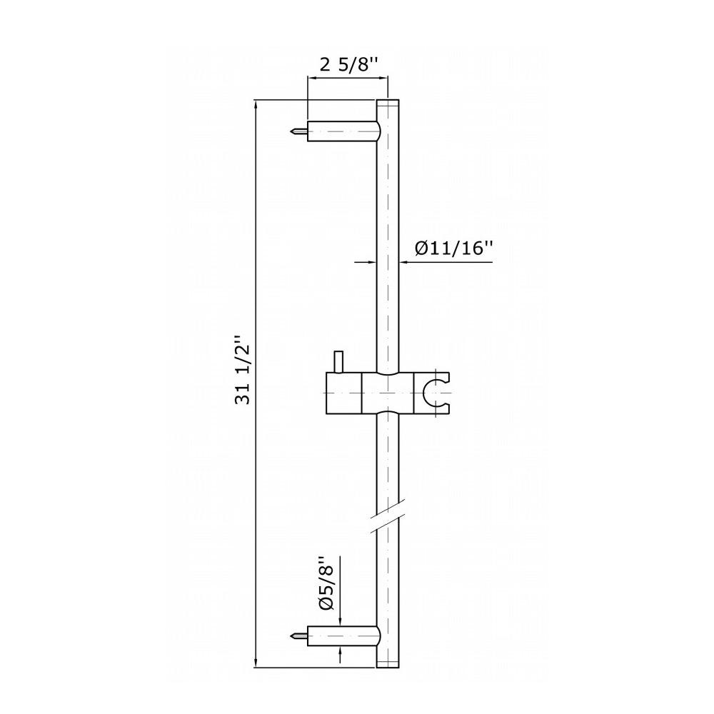 Zucchetti Z95201 Slide Rail With Adjustable Bracket Length 31 1/2 Chrome 2