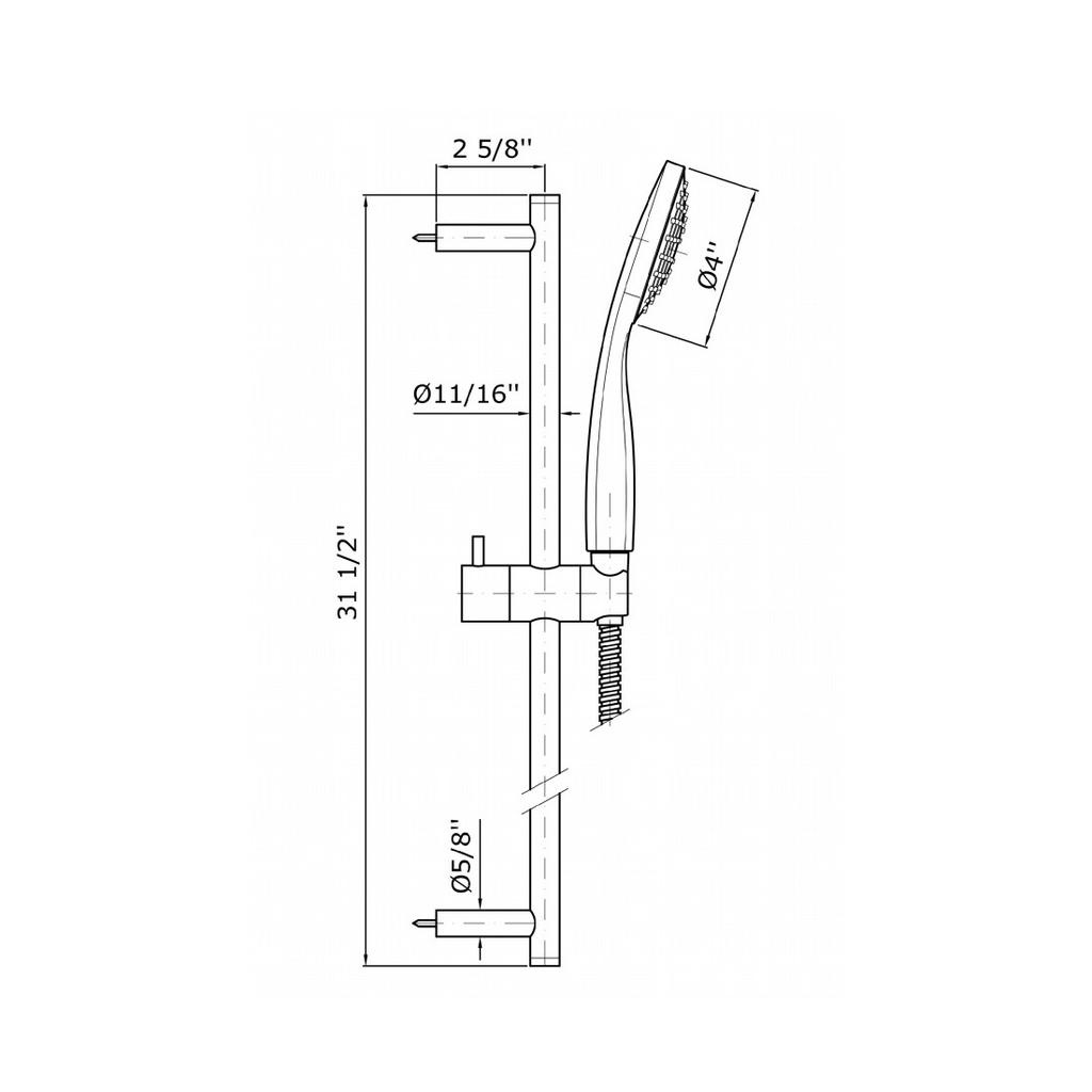 Zucchetti Z95206 Complete Slide Rail Length 31 1/2&quot; Chrome 2