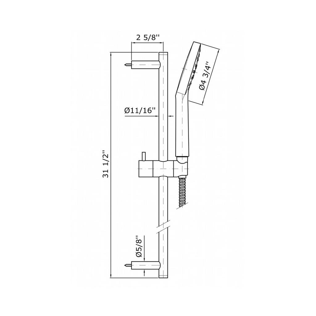 Zucchetti Z95205 Complete Slide Rail Length 31 1/2&quot; Chrome 2