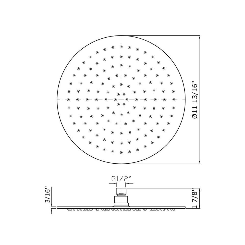 Zucchetti Z94272 11 13/16&quot; Stainless Steel Shower Head Simple Jet Chrome 2