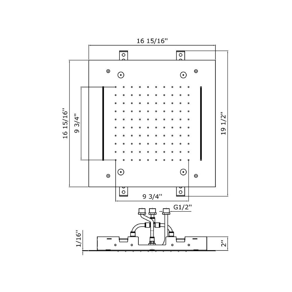 Zucchetti Z94229 16 15/16&quot; X 16 15/16&quot; Ceiling Mounted Stainless Steel Multifunction System Chrome 2