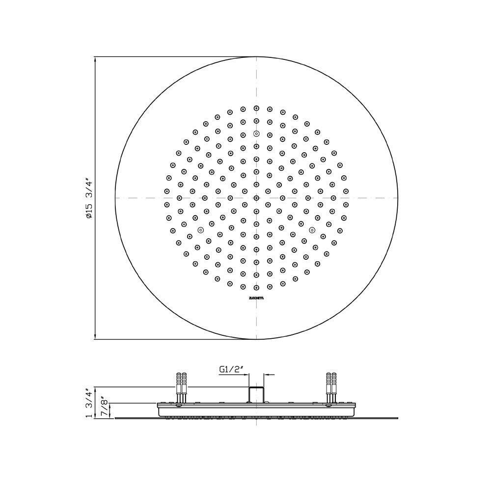 Zucchetti Z94164.1900 15 3/4 Ceiling Mounted Stainless Steel Rain Head Chrome 2