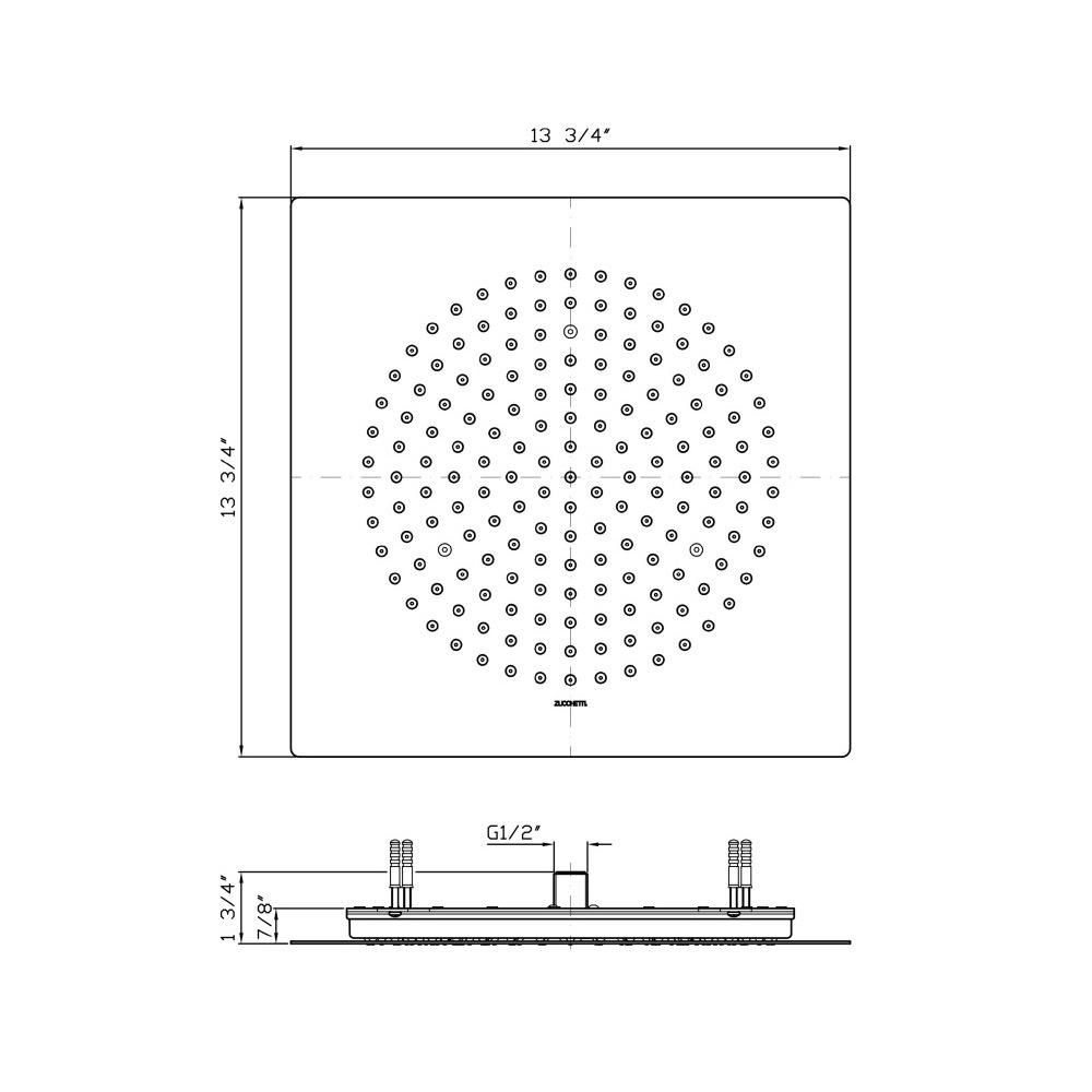 Zucchetti Z94163 13 3/4&quot; X 13 3/4&quot; Ceiling Mounted Stainless Steel Rain Shower Head Chrome 2