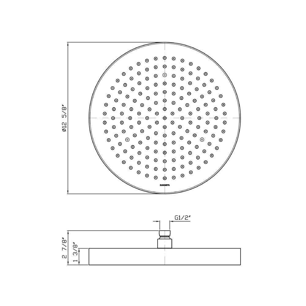 Zucchetti Z94142.1900 12 5/8 Ceiling Mounted Stainless Steel Shower Head Chrome 2