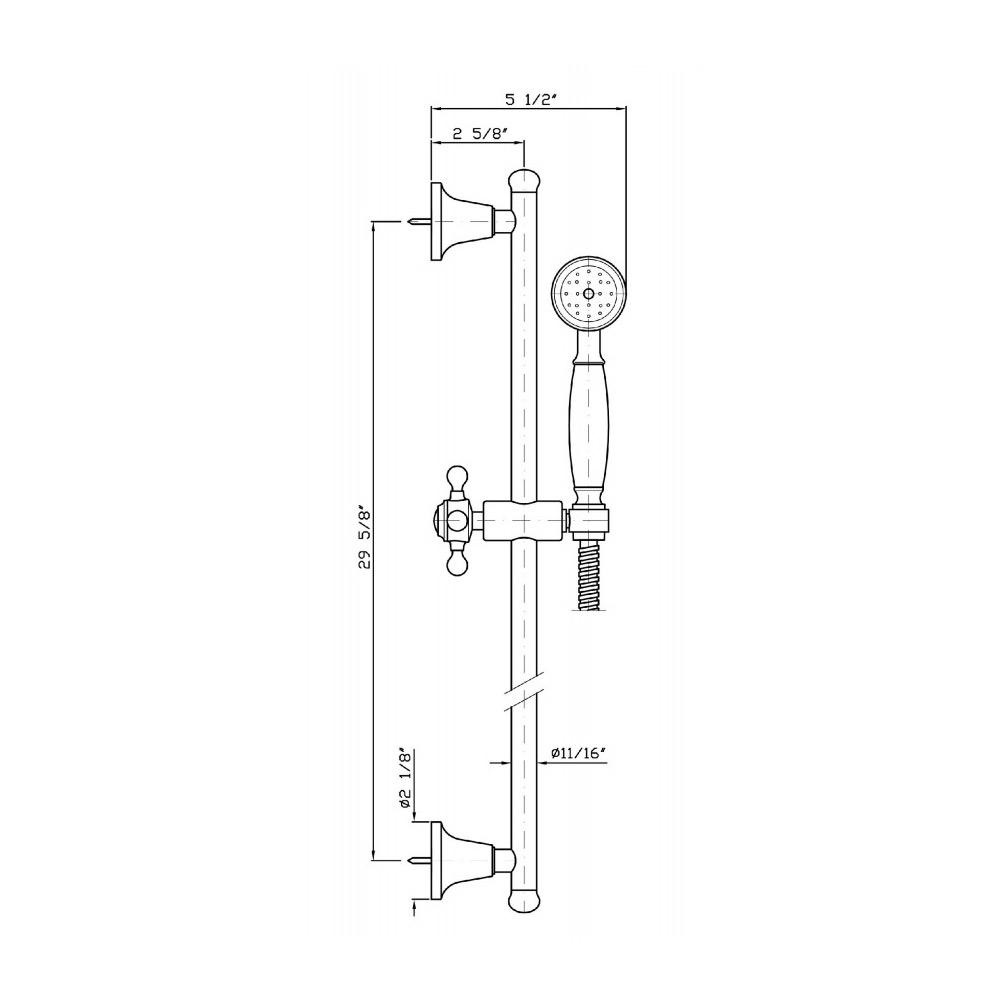 Zucchetti Z93108 Complete Slide Rail With Adjustable Bracket Length 29 5/8&quot; Chrome 2