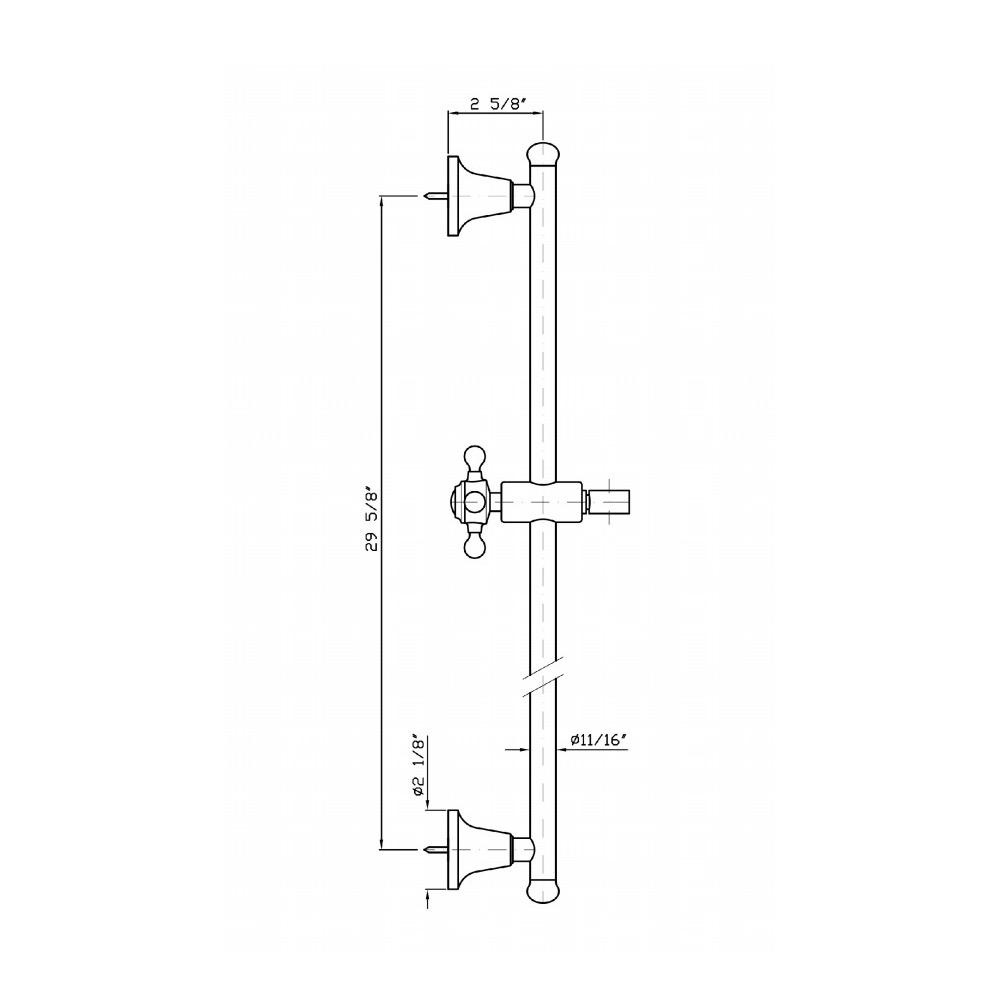 Zucchetti Z93107 Slide Rail With Adjustable Bracket Length 29 5/8&quot; Chrome 2