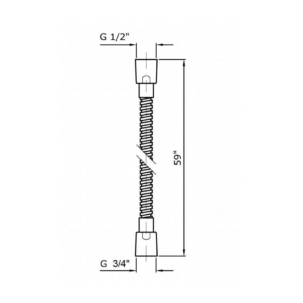 Zucchetti Z9413P Brass Flexilble Hose 1/2 X 3/4 X 59&quot; Chrome 2