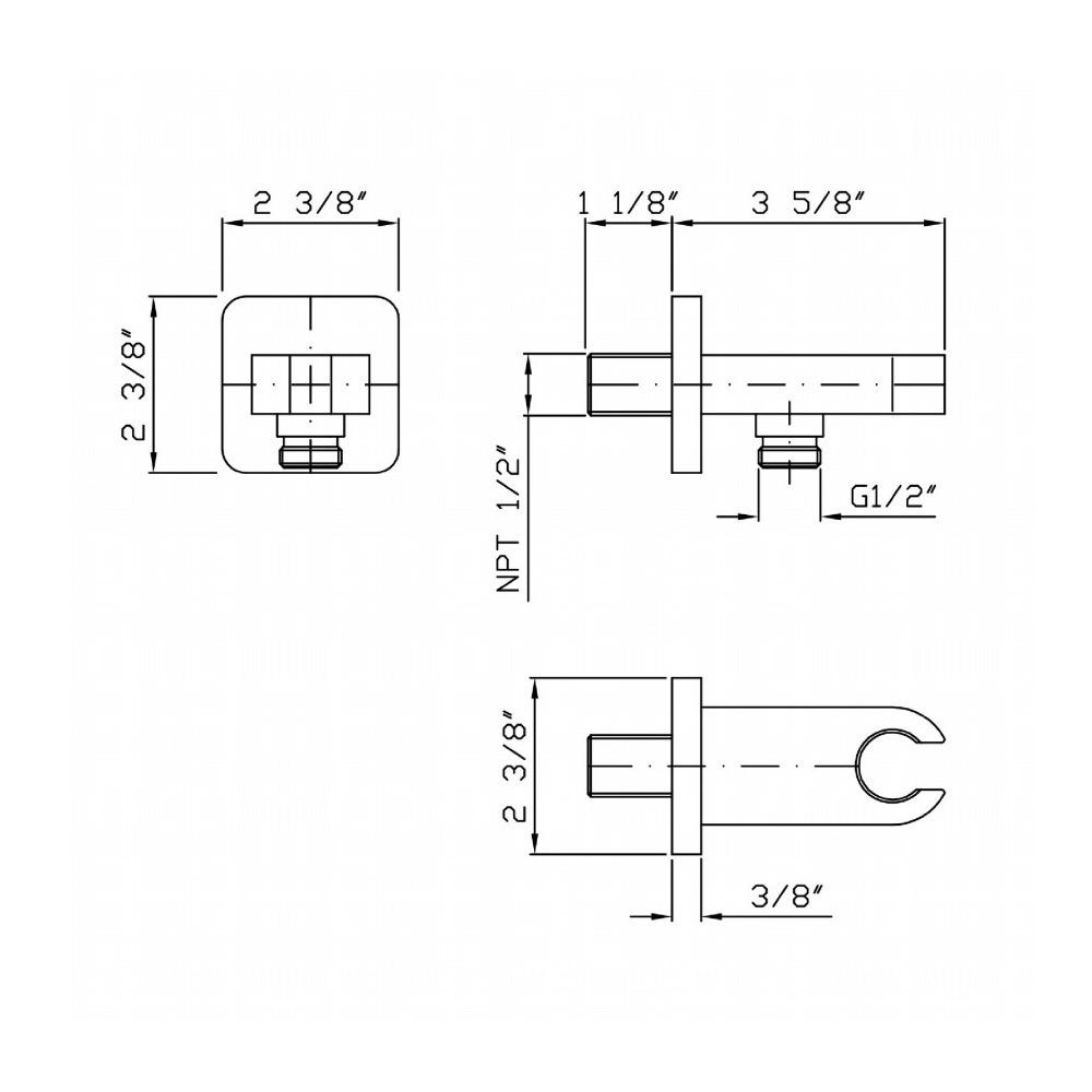 Zucchetti Z93938.1900 Wall Mounted Hand Support Hose Connection Chrome 2