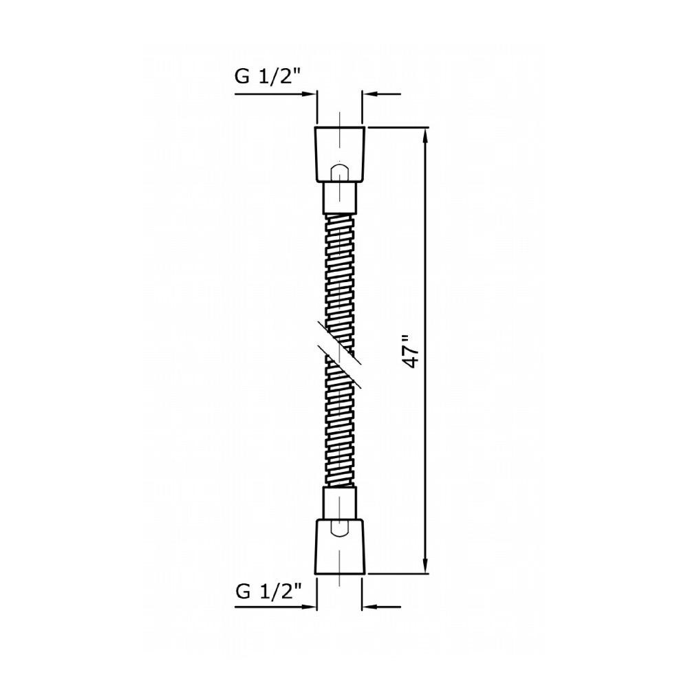 Zucchetti Z93877 Brass Flexilble Hose 1/2 X 3/4 X 47&quot; Chrome 2