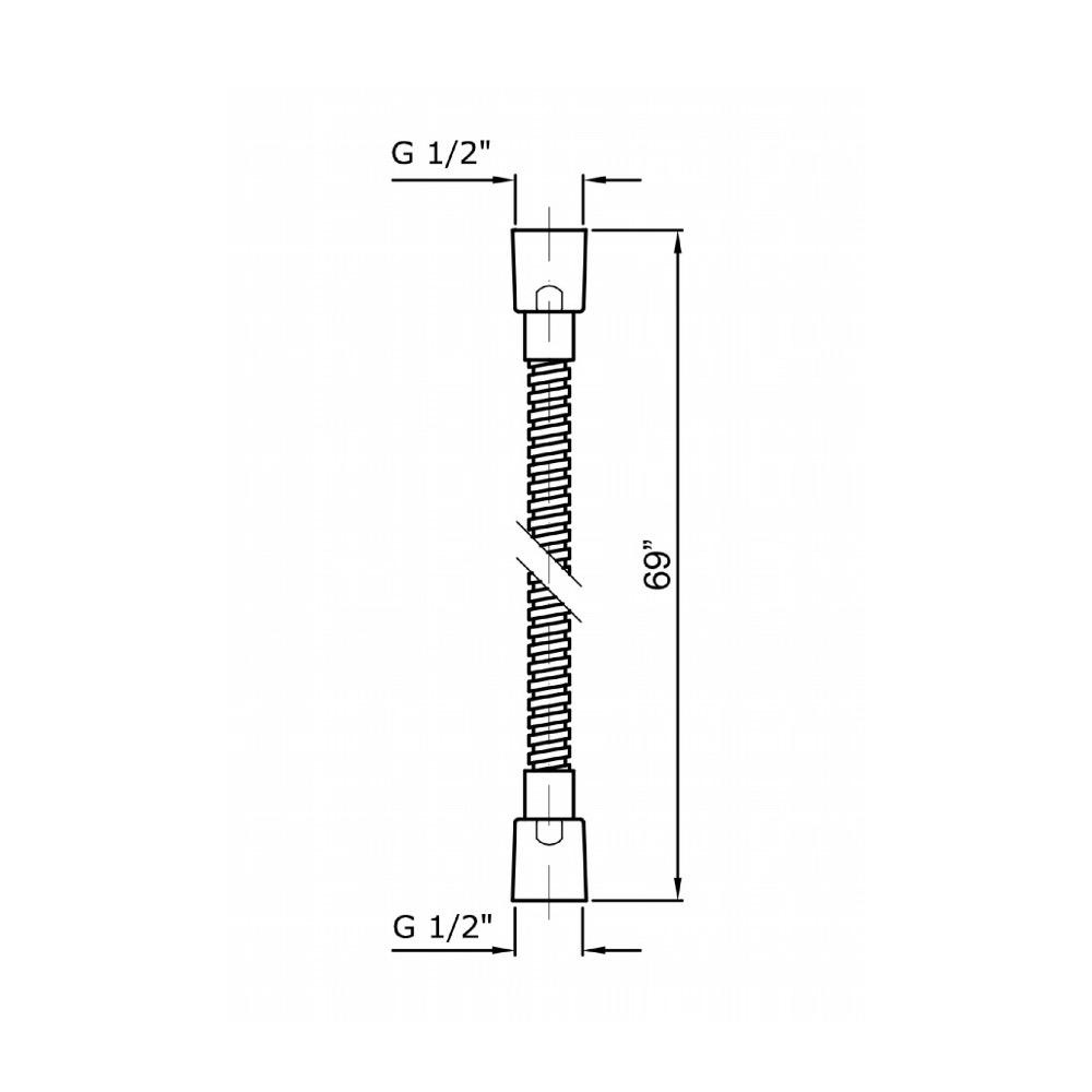 Zucchetti Z93875 Brass Flexible Hose 1/2 X 1/2 X 69&quot; Chrome 2